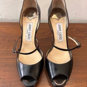 Jimmy Choo Black Leather d'Orsay pumps 36